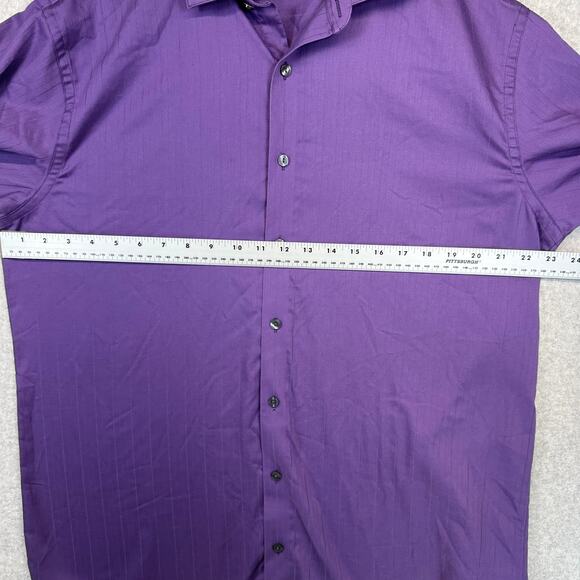 Kenneth Cole Reaction Shirt Mens Size 16.5 Purple Cotton Wrinkle Free Button Up - Picture 10 of 10